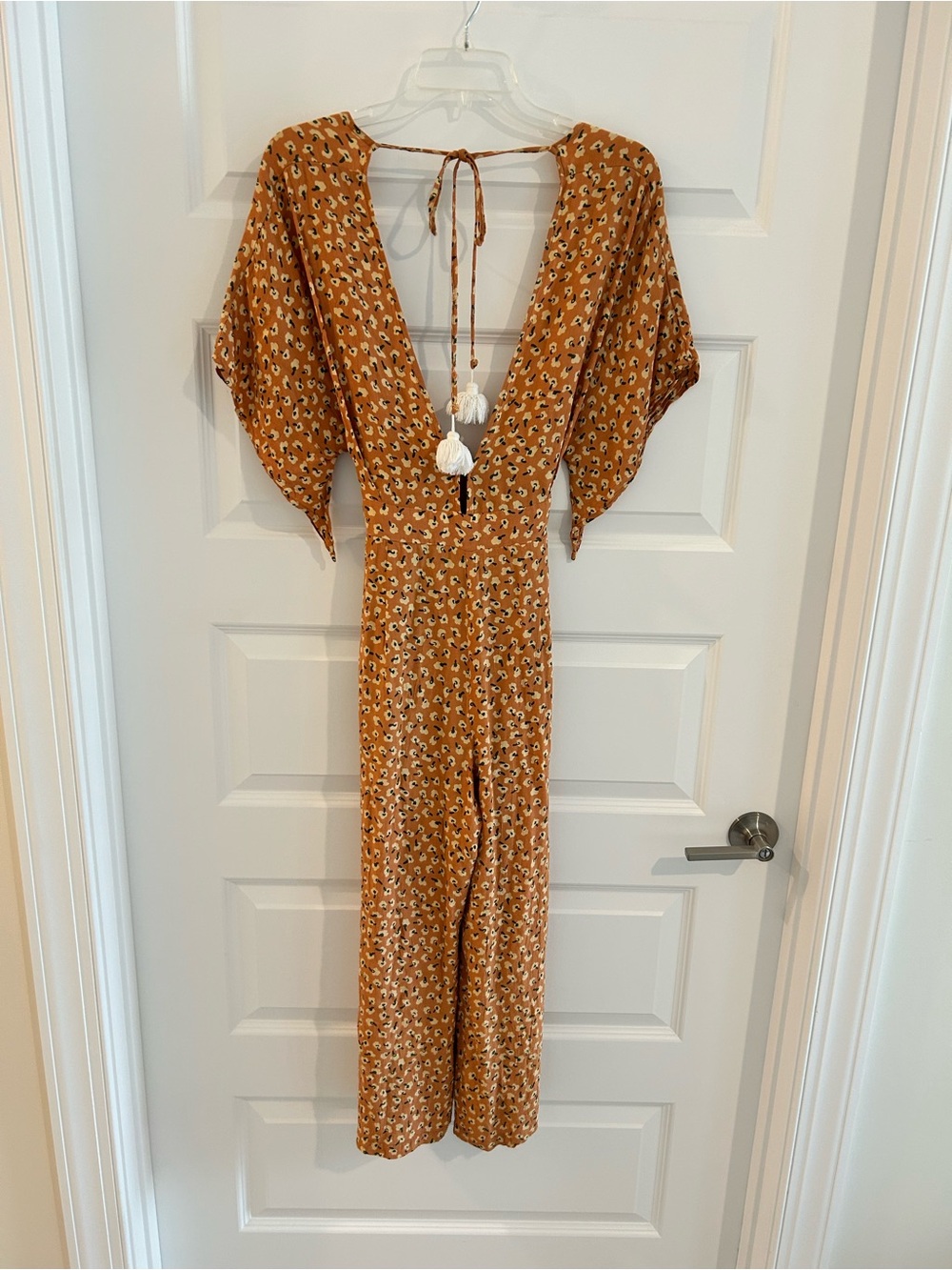 Faithfull The Brand Cedric Floral Jumpsuit Peach Orange Cream Multi Size 6 / M